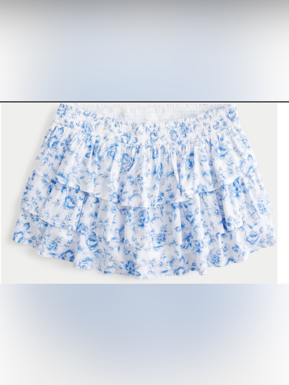 Hollister White Skirt with Blue Floral Print
